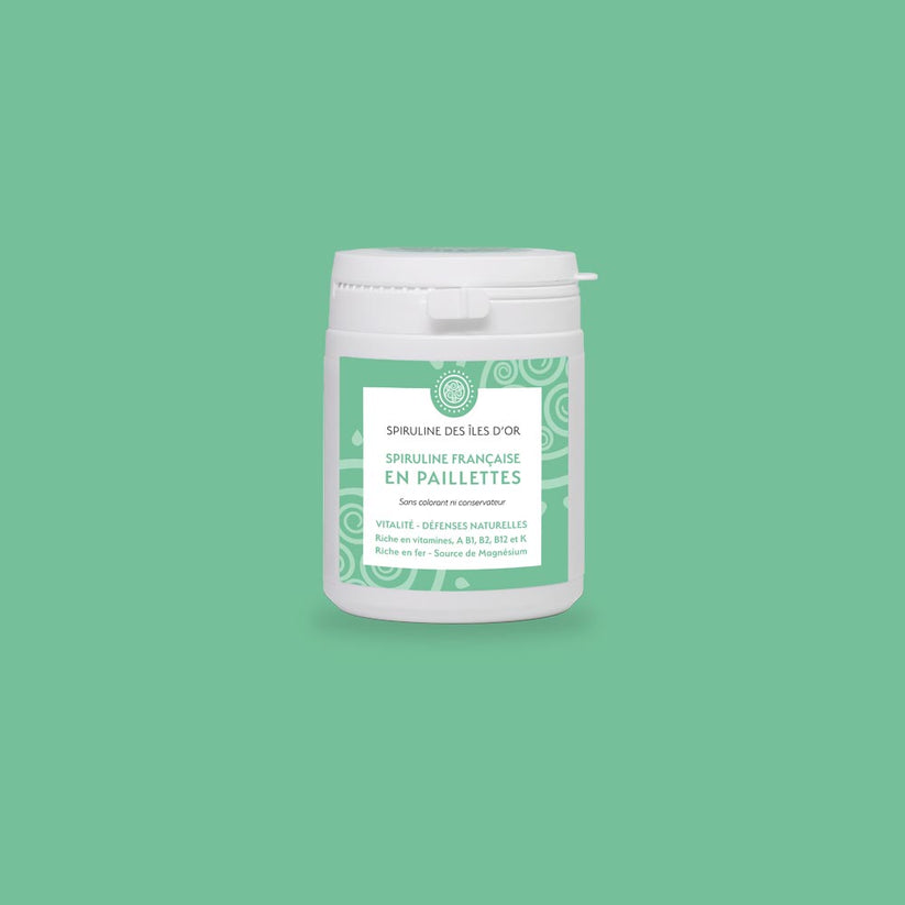 Spiruline BIO en paillettes pot de 100 grammes