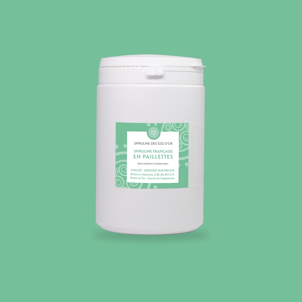 Spiruline BIO en paillettes pot de 500 grammes
